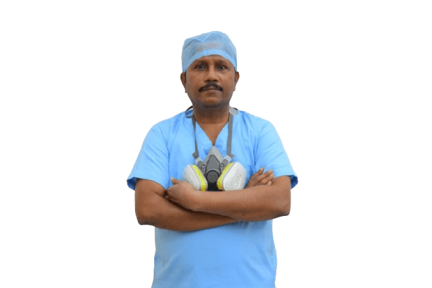 Smiling male doctor with glasses and stethoscope